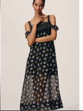 NWT Anthropologie Maeve Square-Neck  Floral Midi Dress